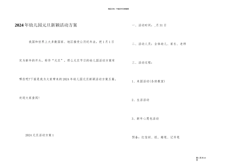 2024年幼儿园元旦新颖活动方案_第1页