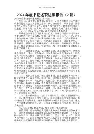 2024年度书记述职述廉报告