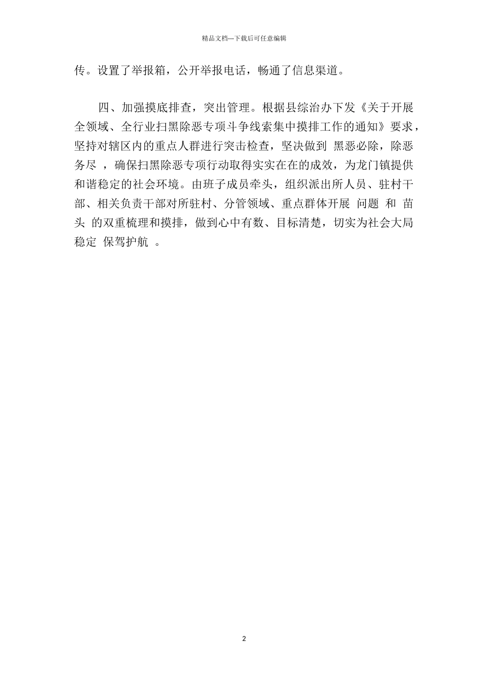 2024年度乡镇扫黑除恶专项斗争工作总结_第2页