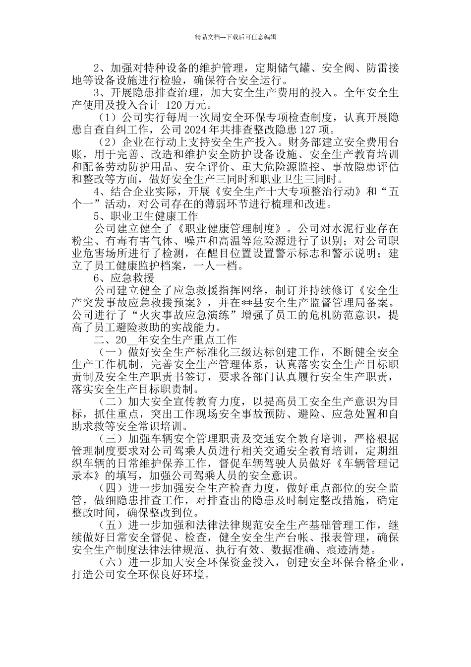 2024年度企业安全生产工作总结汇报_第2页