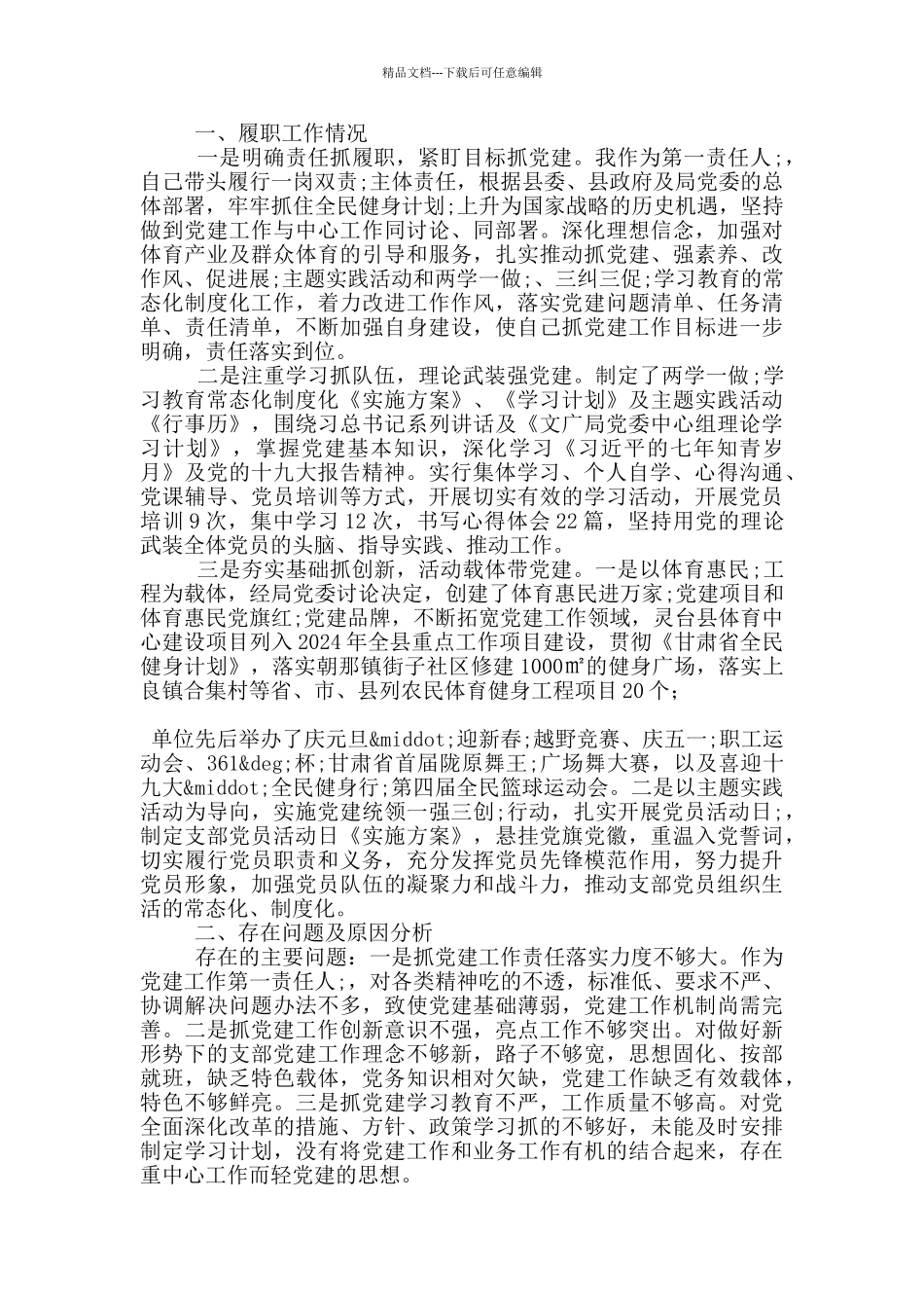 2024年度供电支部领导抓党建述职报告_第3页