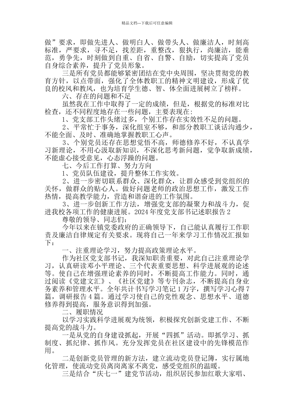 2024年度党支部书记述职报告_第3页