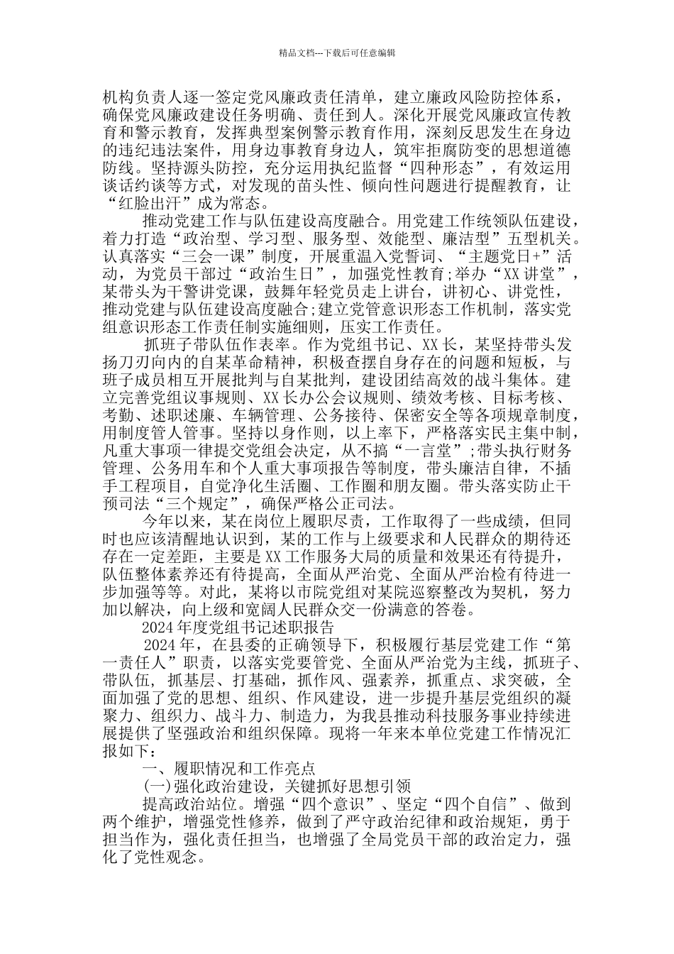 2024年度党组书记述职报告_第2页