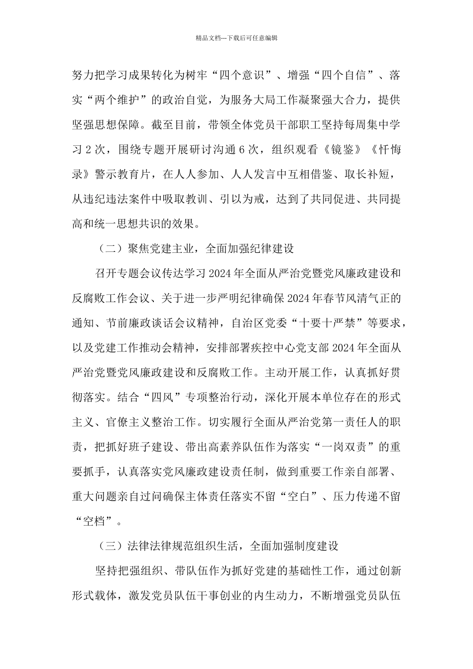 2024年度全面从严治党主体责任落实情况报告范文_第2页