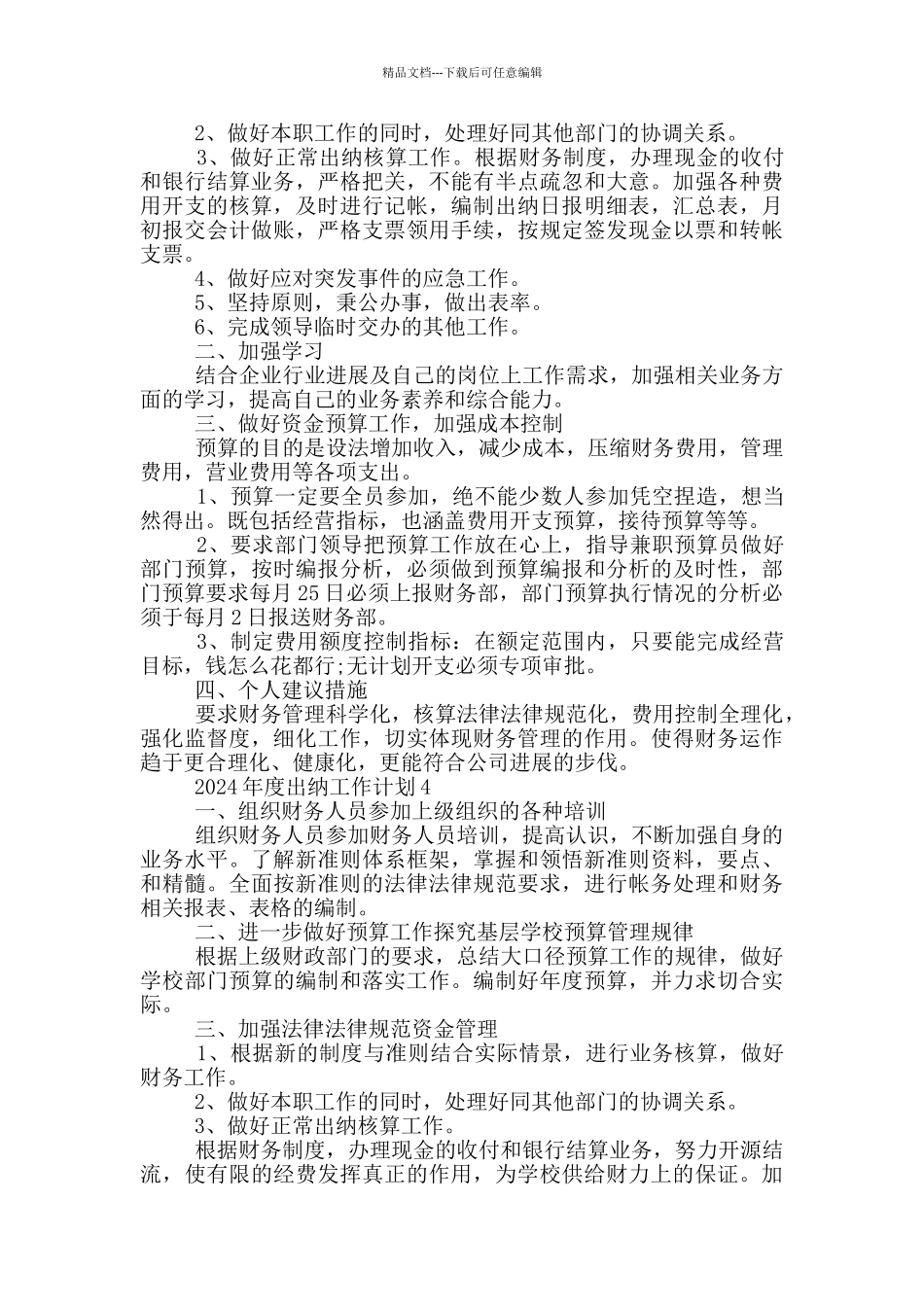 2024年度出纳工作计划_第3页