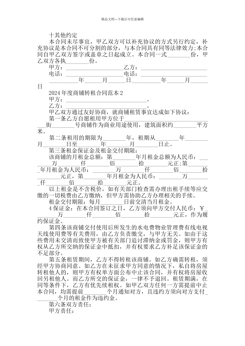 2024年度商铺转租合同范本大全_第3页