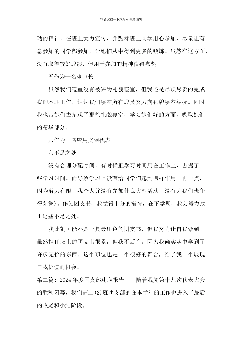 2024年度团支部述职报告范文_第2页