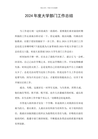 2024年度大学部门工作总结
