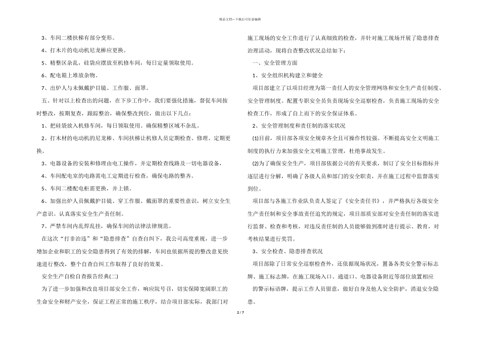 2024年度安全生产自检自查报告大全_第2页