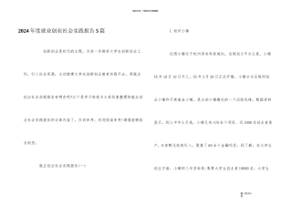 2024年度就业创业社会实践报告5篇
