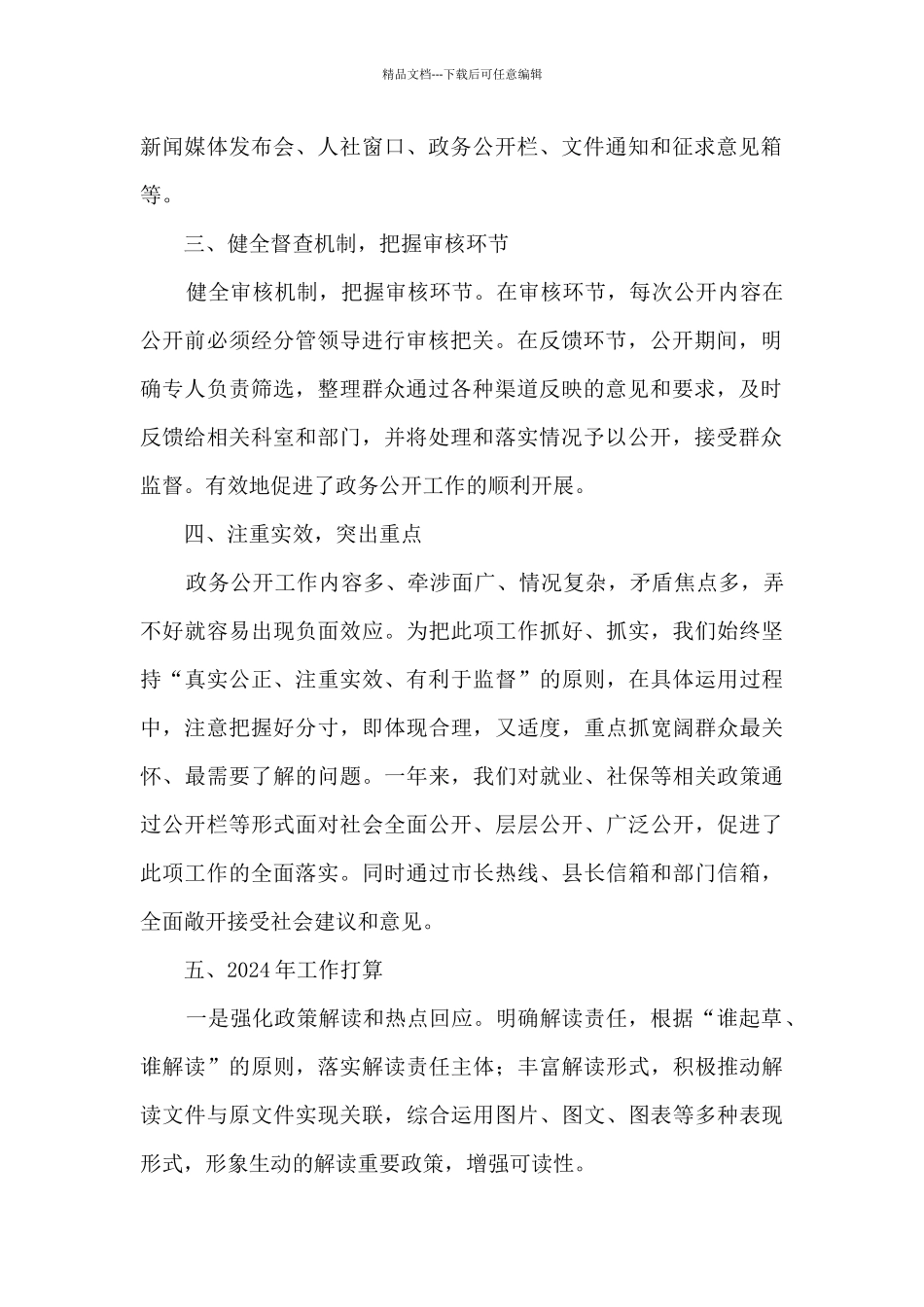 2024年度政务公开工作总结和2024年工作打算_第2页