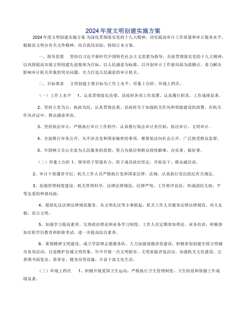 2024年度文明创建实施方案_第1页