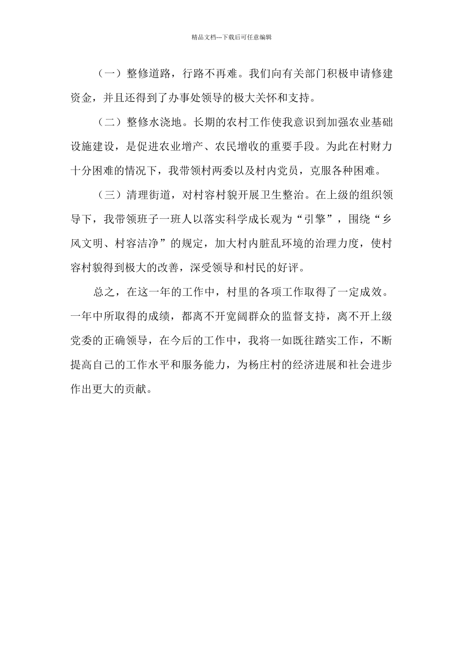 2024年度村主要负责人个人工作总结_第3页