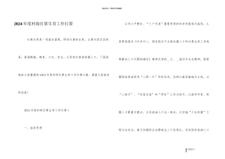 2024年度村级计划生育工作计划