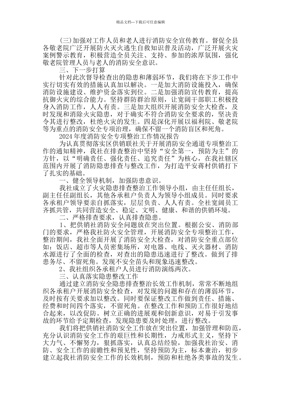 2024年度消防安全专项整治工作情况报告_第3页