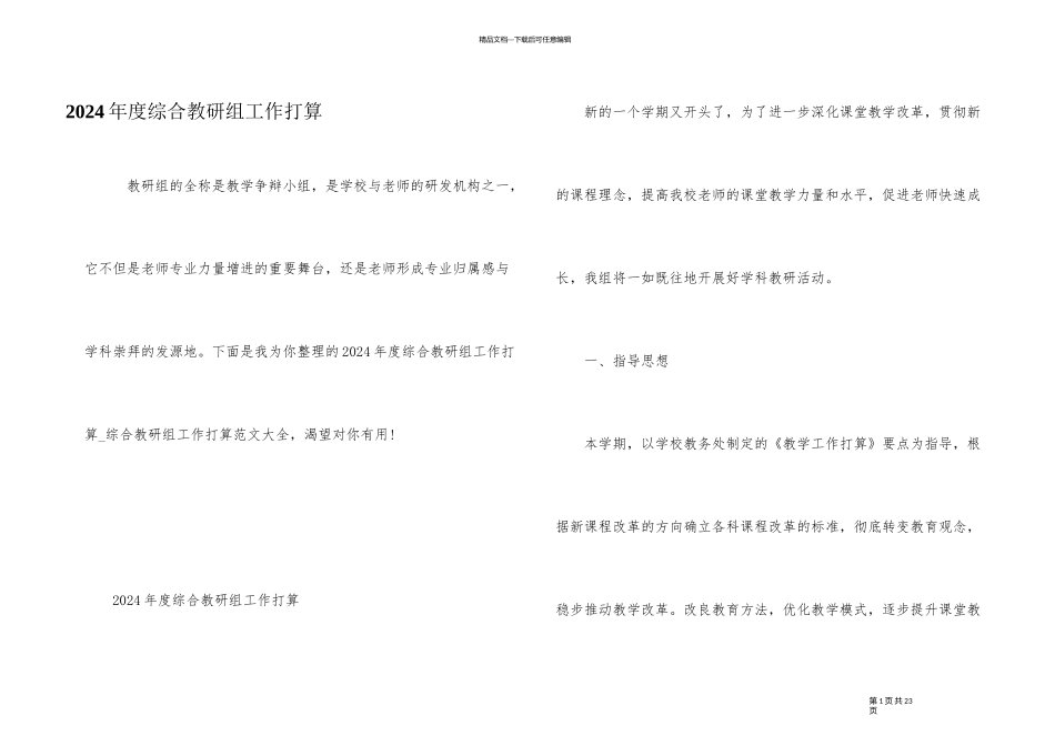 2024年度综合教研组工作计划_第1页