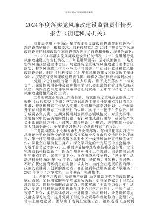2024年度落实党风廉政建设监督责任情况报告