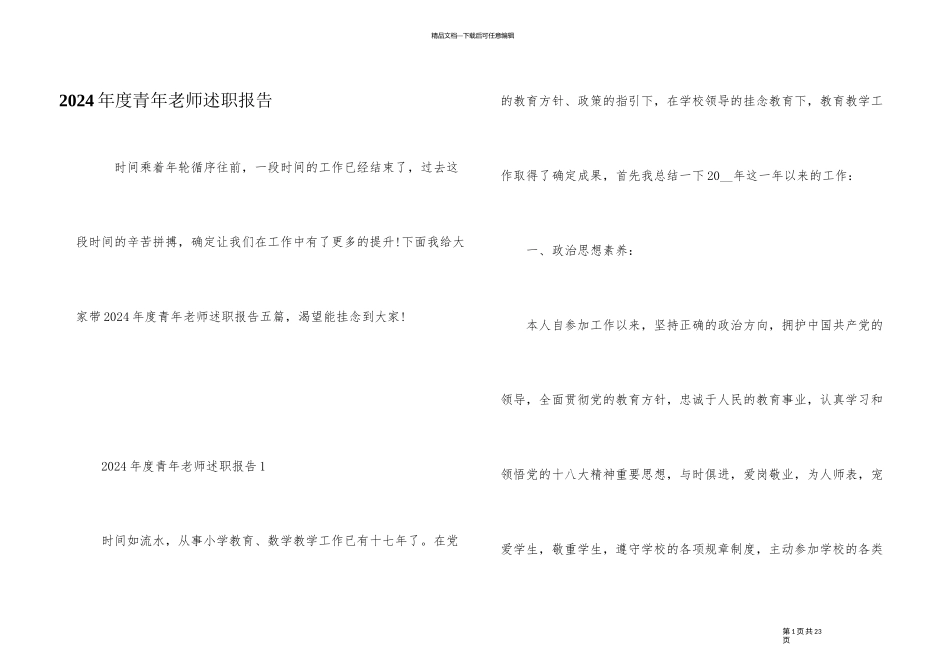 2024年度青年教师述职报告_第1页