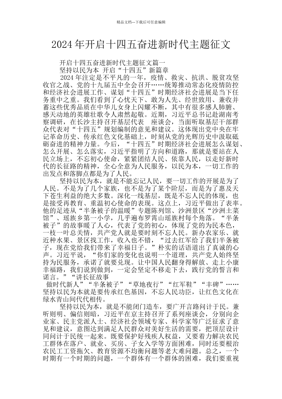 2024年开启十四五奋进新时代主题征文_第1页