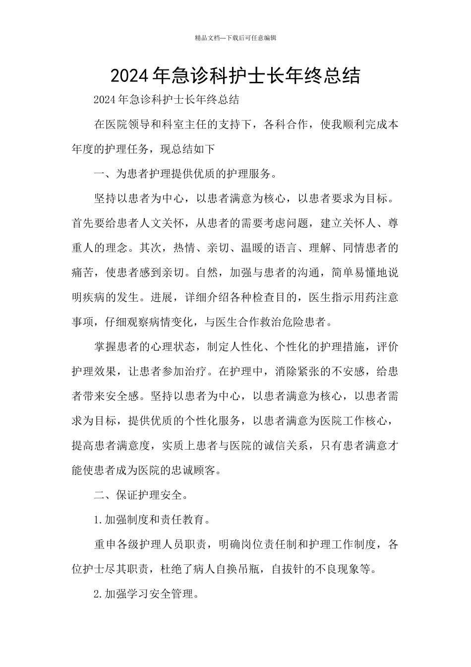 2024年急诊科护士长年终总结_第1页