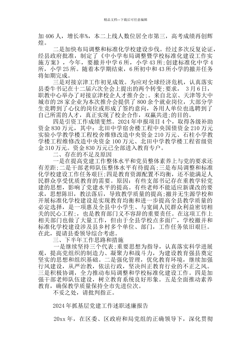 2024年抓基层党建工作述职述廉报告_第2页