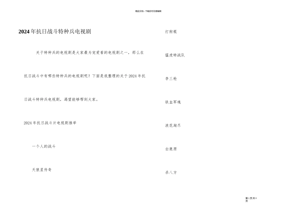 2024年抗日战争特种兵电视剧_第1页