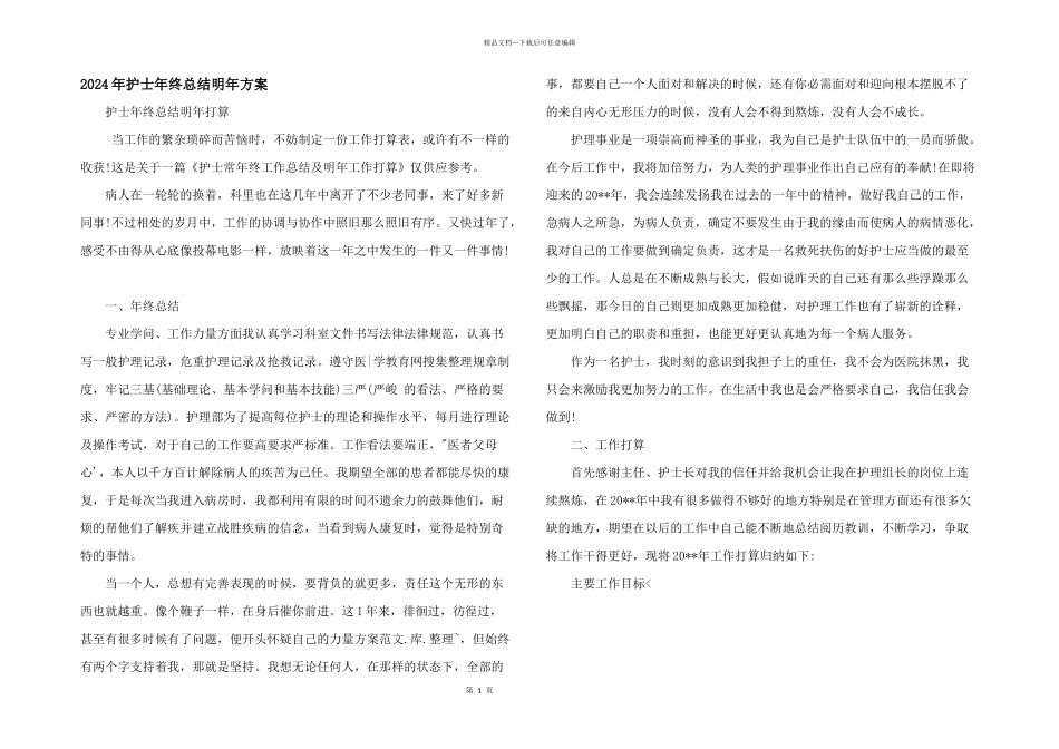 2024年护士年终总结明年计划_第1页
