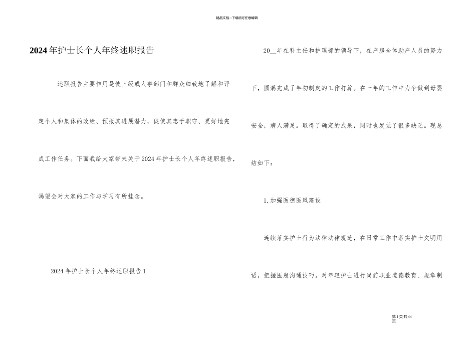 2024年护士长个人年终述职报告_第1页