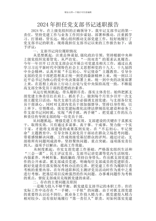 2024年担任党支部书记述职报告