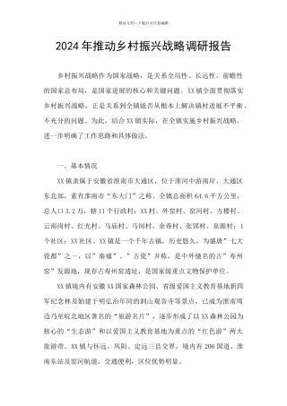 2024年推进乡村振兴战略调研报告