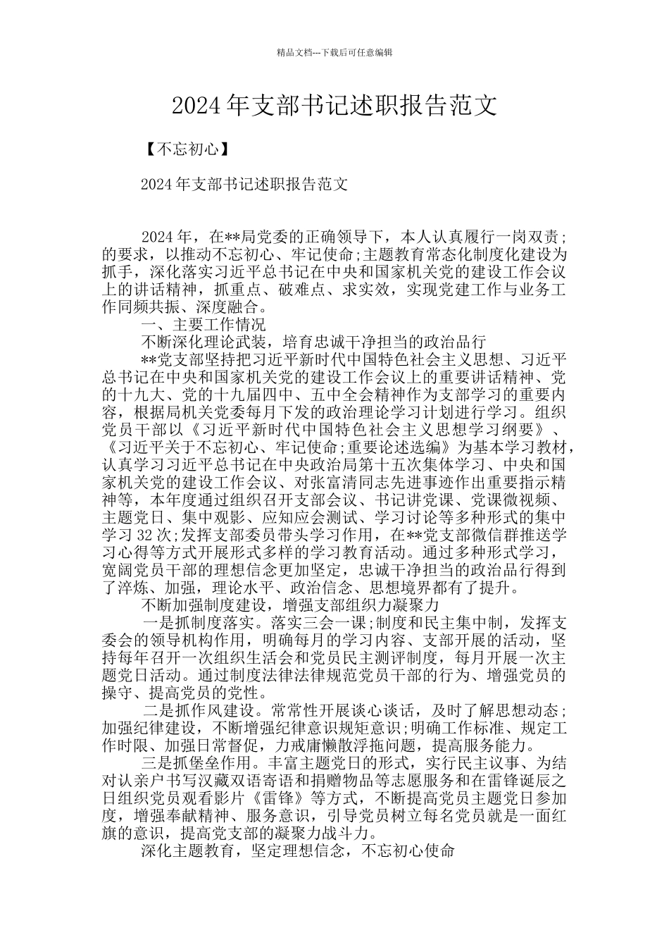 2024年支部书记述职报告范文_第1页