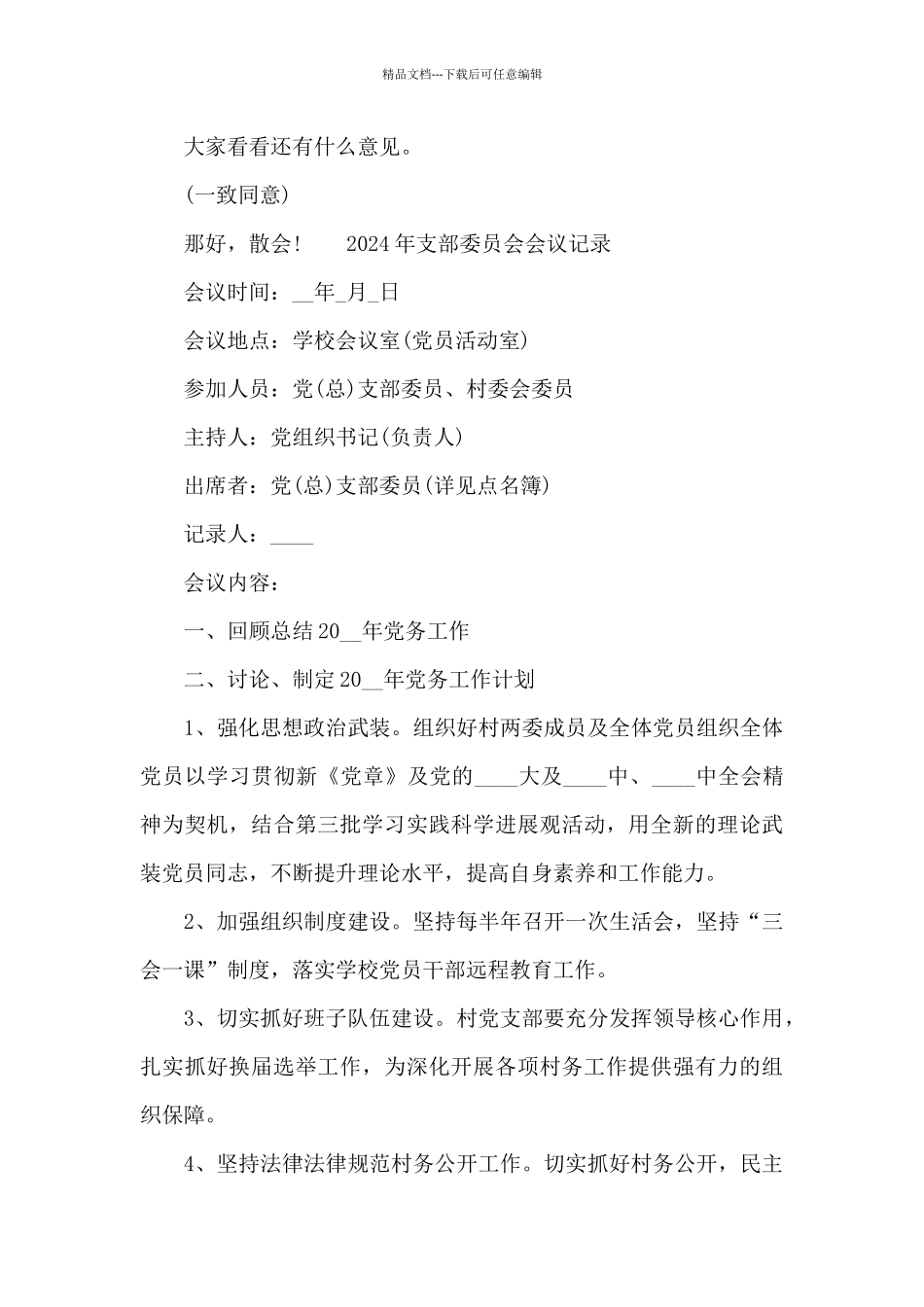 2024年支部委员会会议记录_第3页