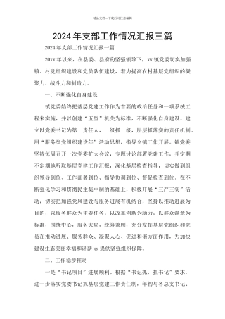 2024年支部工作情况汇报三篇