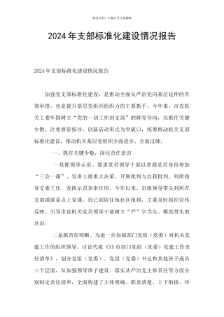 2024年支部标准化建设情况报告