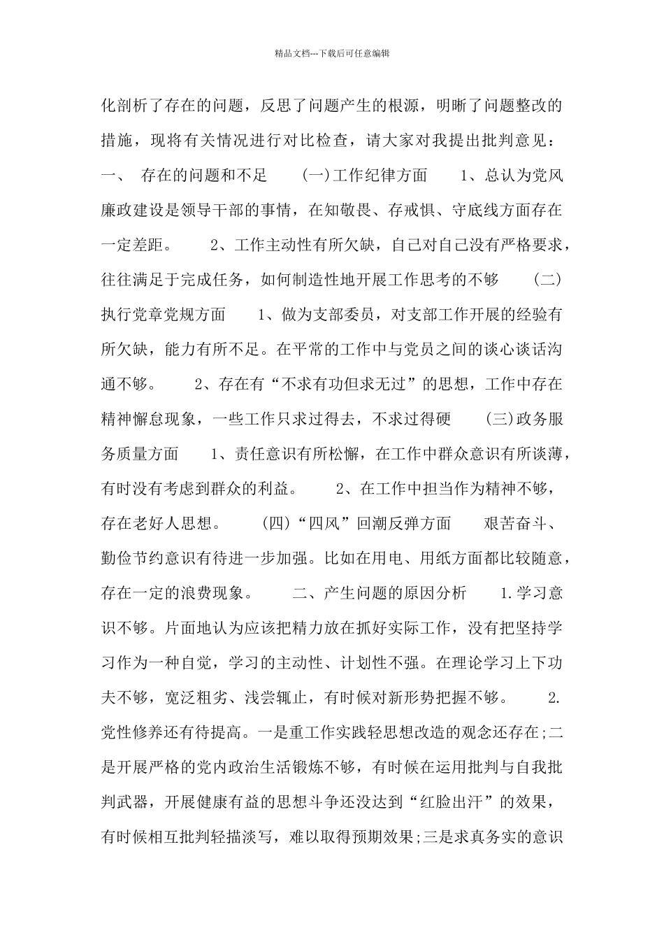 2024年支部班子对照检查材料8篇_第3页