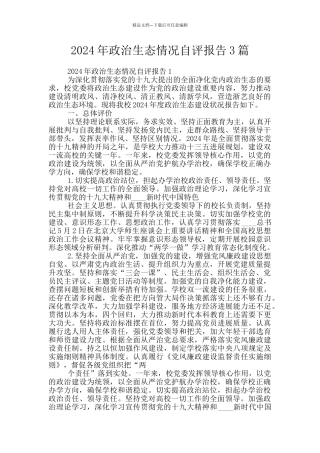2024年政治生态情况自评报告3篇