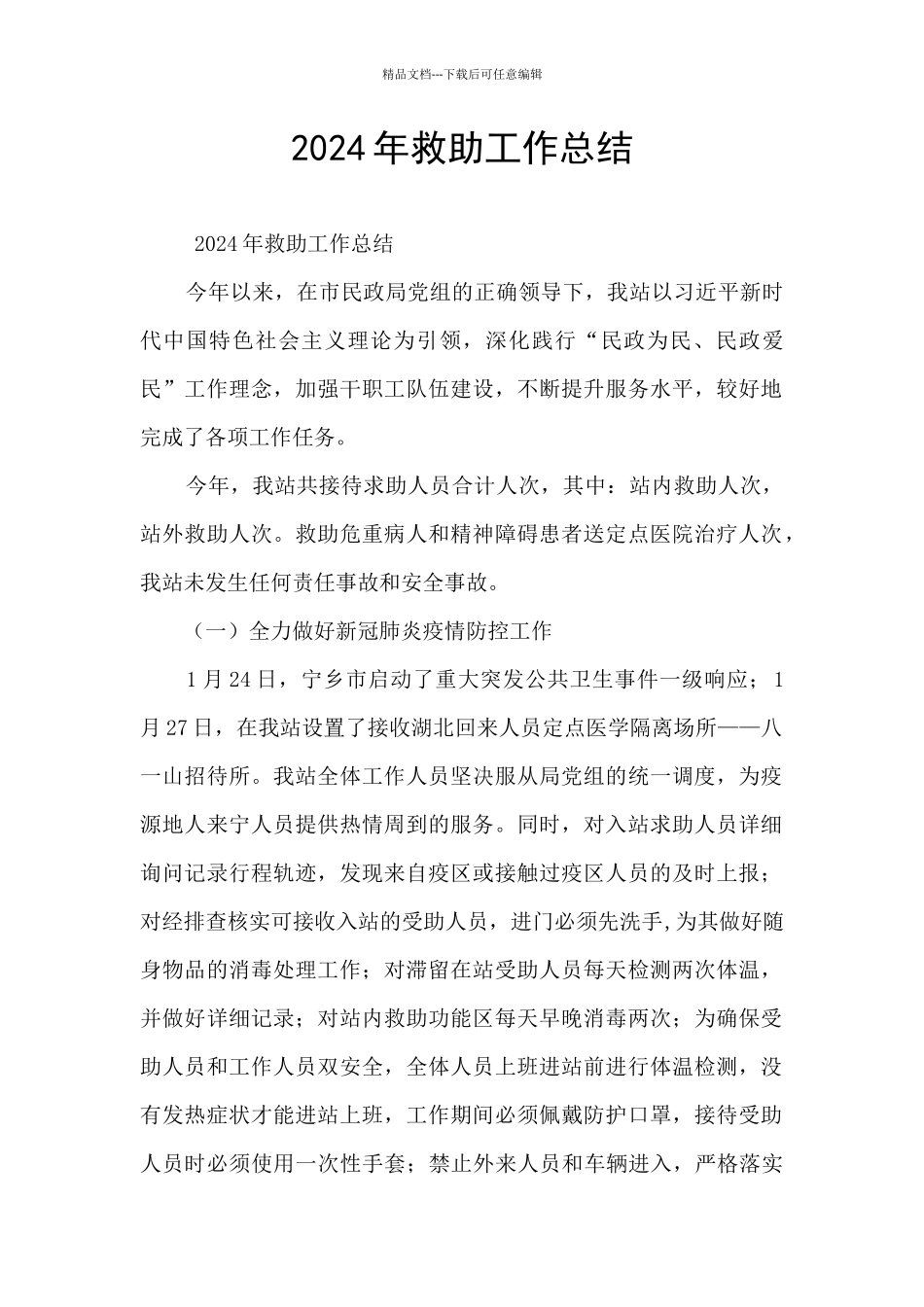 2024年救助工作总结_第1页