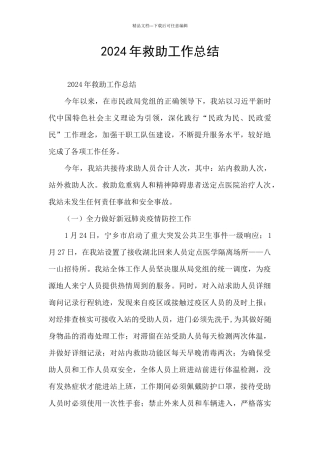 2024年救助工作总结