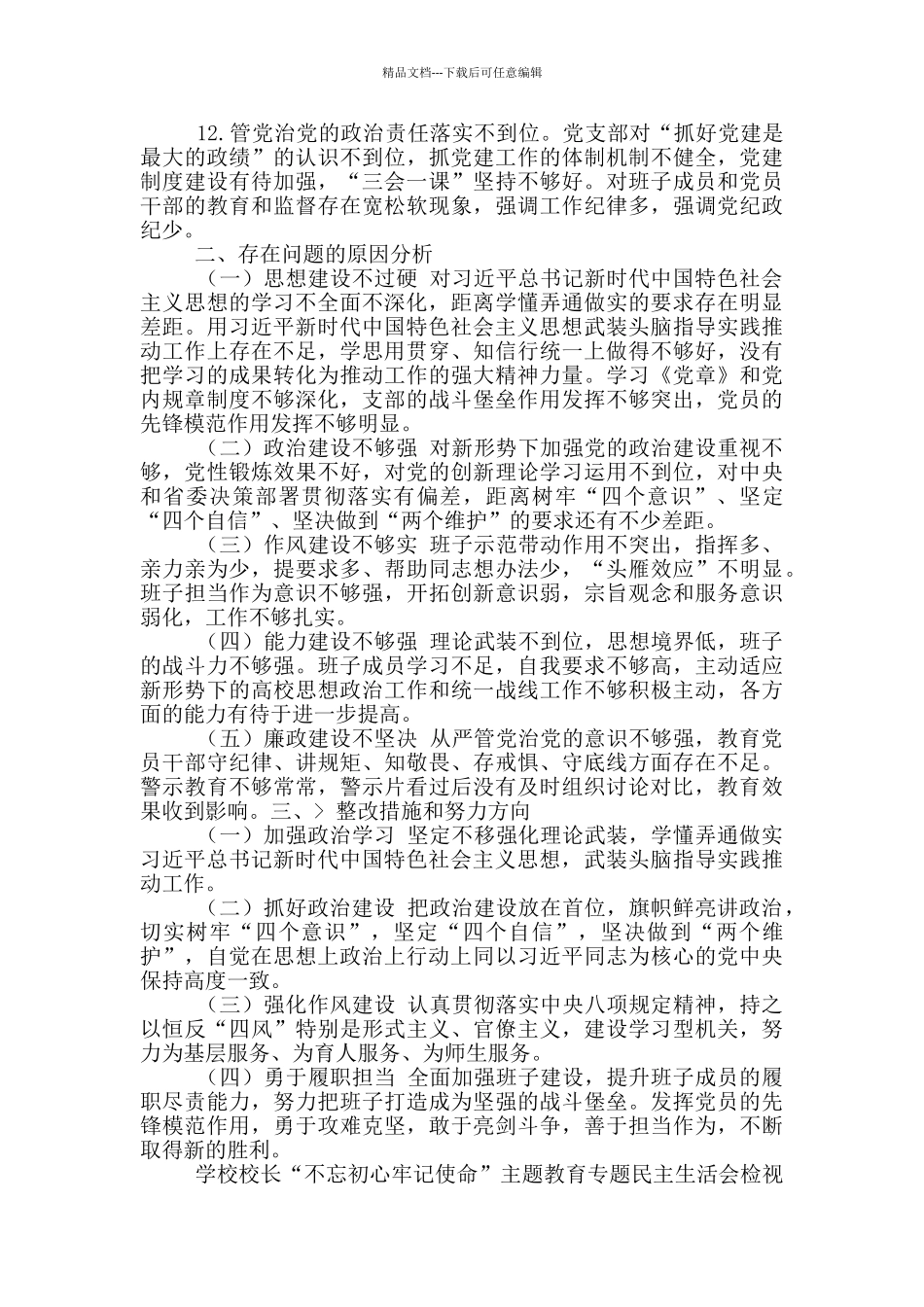 2024年整理学校联合党支部领导班子及书记生活会对照检查剖析材料2篇_第3页