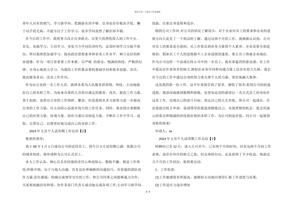 2024年文员个人试用期工作总结_第2页
