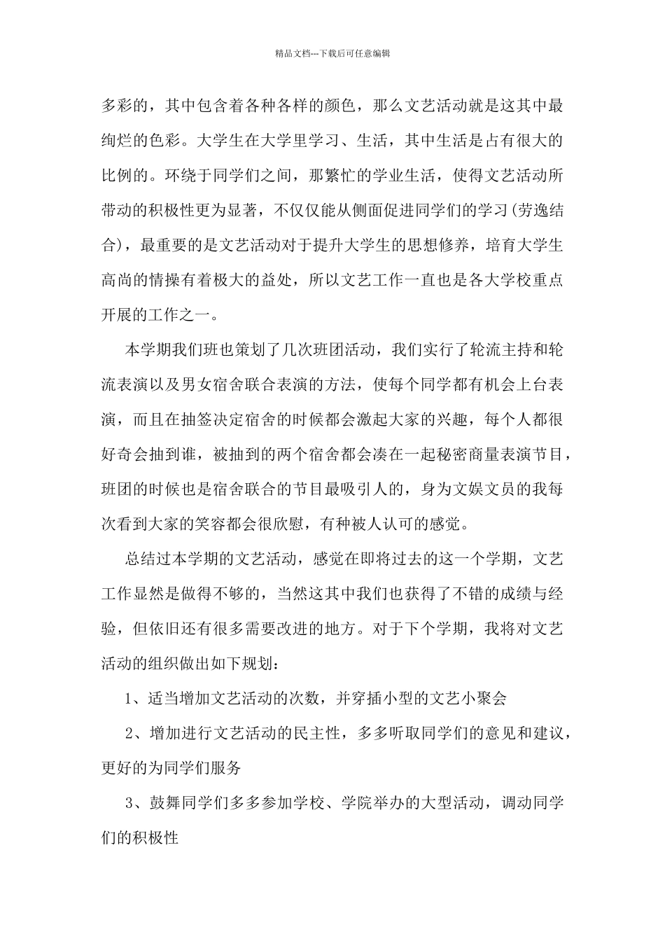 2024年文艺委员工作总结5篇_第3页