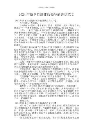 2024年新单位组建后领导的讲话范文