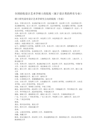 全国招收设计艺术学硕士的院校(属于设计类的所有专业)