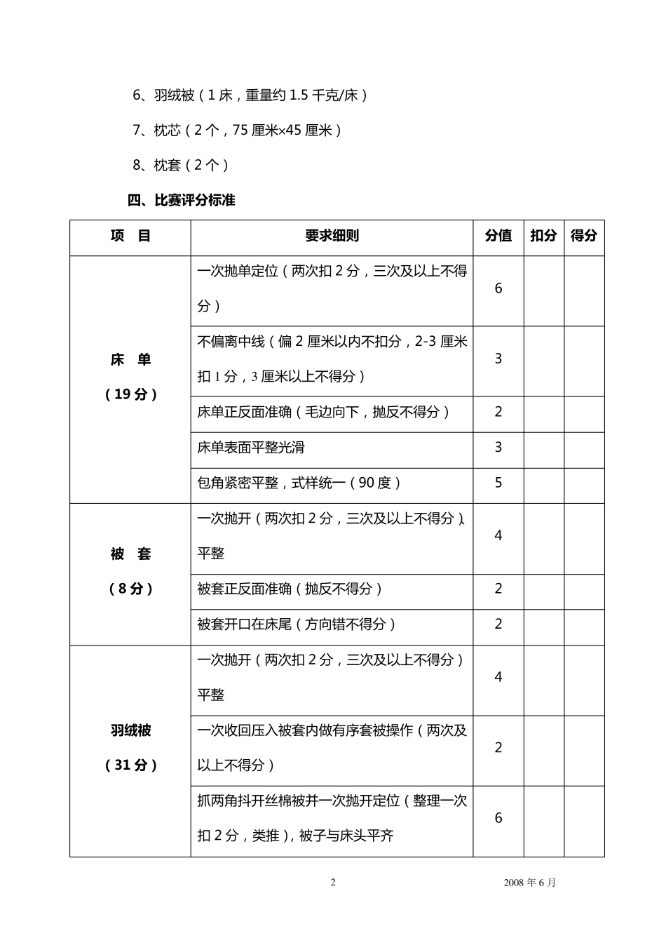 全国旅游饭店服务技能大赛比赛规则和评分标准_第2页