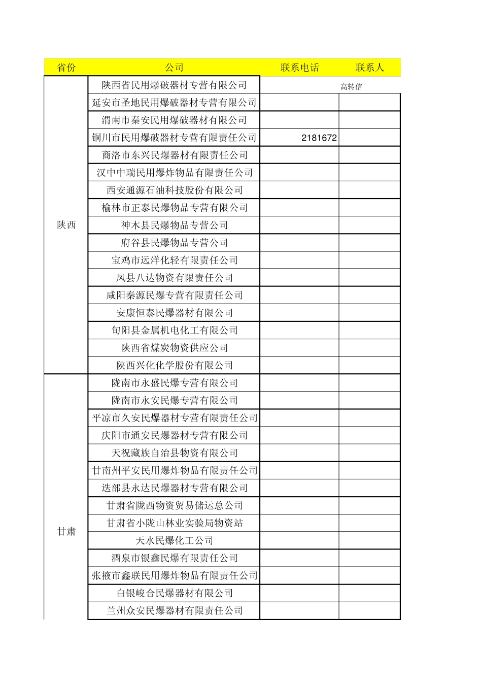 全国民爆公司通讯录_第1页