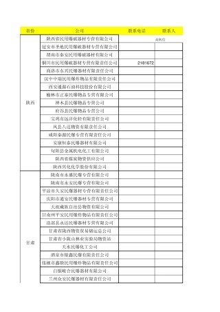 全国民爆公司通讯录