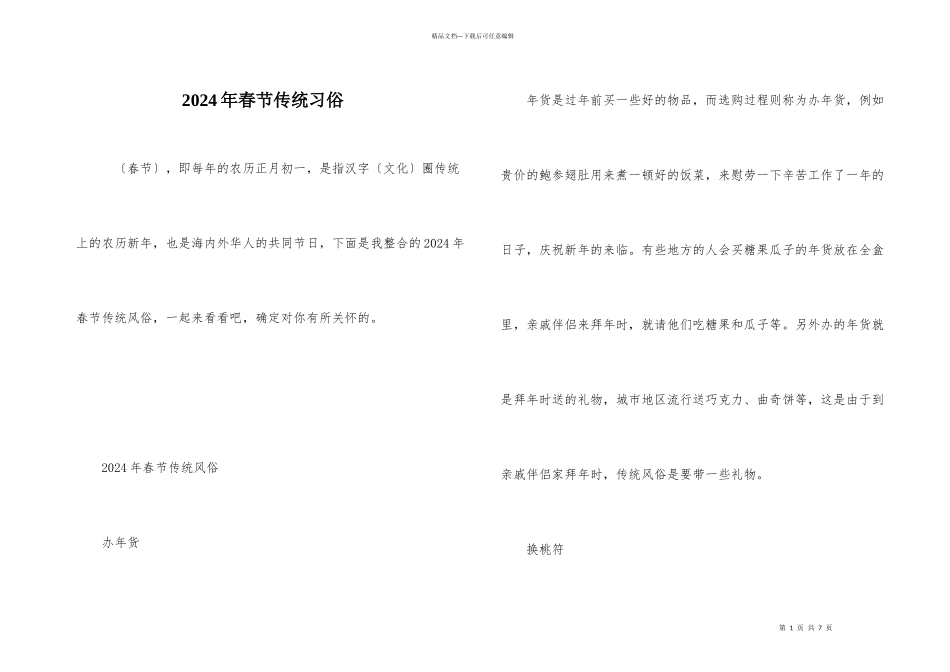2024年春节传统习俗_第1页
