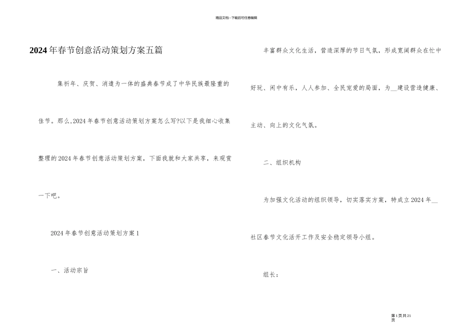 2024年春节创意活动策划方案五篇_第1页