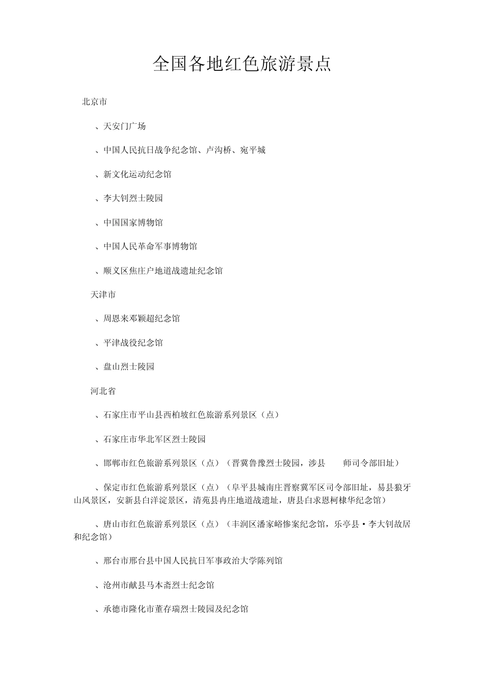 全国红色旅游景点_第1页