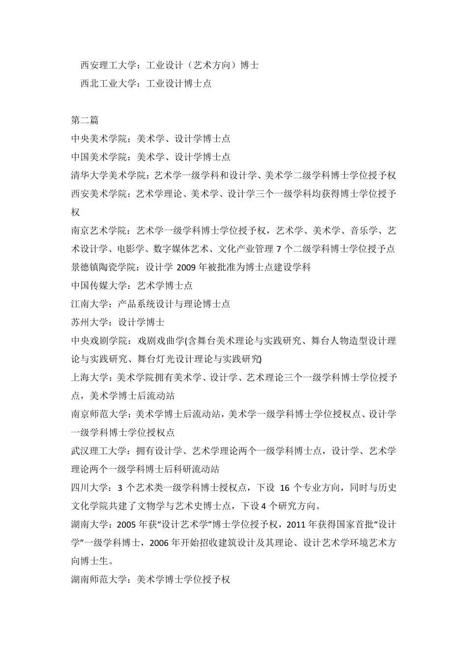 全国艺术类高校博士点_第2页